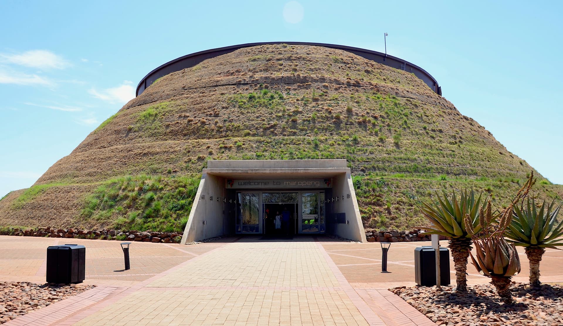 The grass-covered Tumulus building of the Maropeng Visitor Centre in the Cradle of Humankind